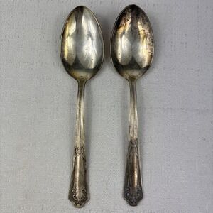 HB Co. HBC6 Silver plate Dinner Soup Spoons Set‎ Of 2